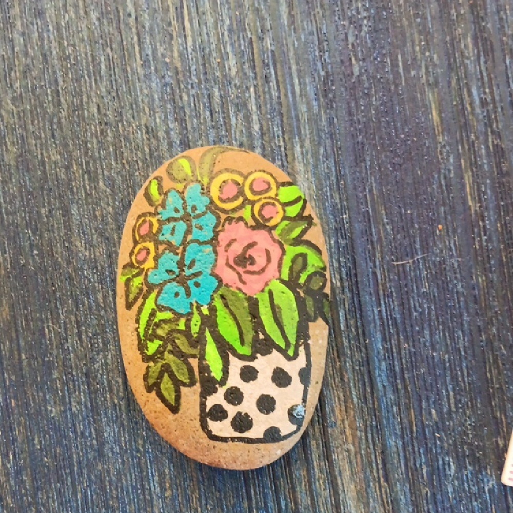 Stephanie Johnson Floral Stone Decor with Blue and Pink Accents